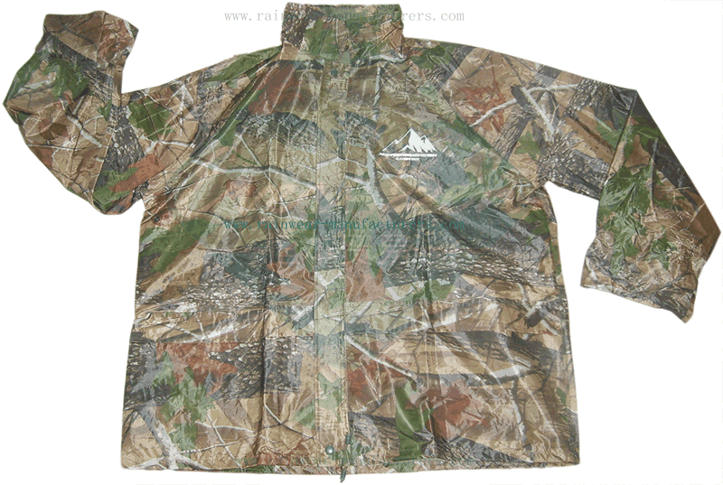 Nylon fishing rain gear-camouflage rain jacket